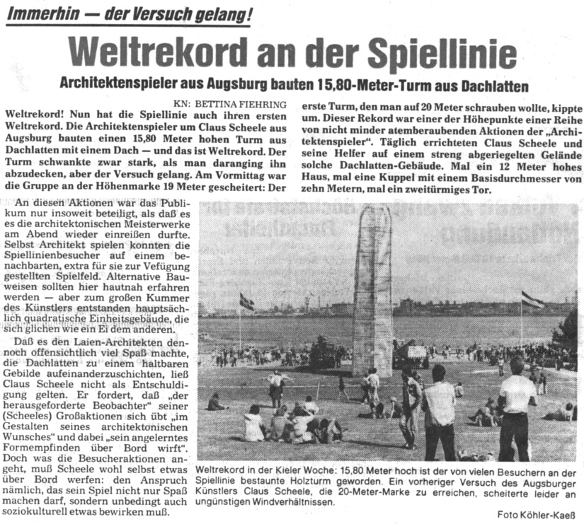 ARCHITECTURAL INTERFERENCE Kiel Week 1982 Press Kieler Nachrichten 6-26 1982